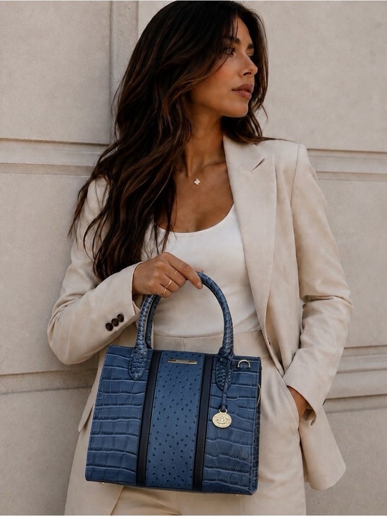 Brahmin Handbags - Brahmin Small Caroline Satchel Retro Blue Skye Leather